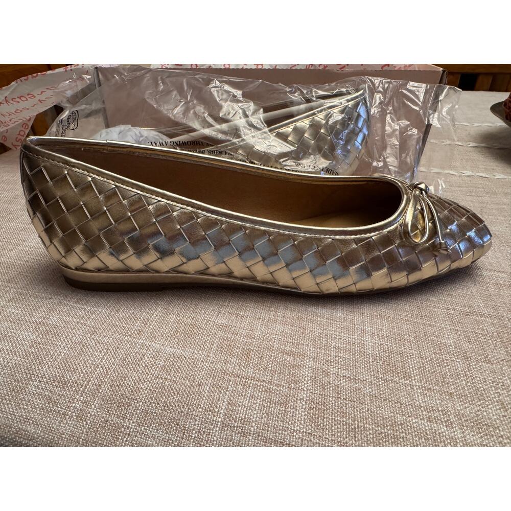 Easy Spirit Metallic Gold Woven Ballet Flats - Picture 6 of 9
